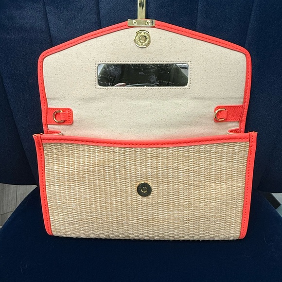 Ted Baker Arthea Orange Trimmed Straw T Clutch - Picture 4 of 10